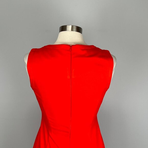 Tahari Womens Sleeveless Sheath Dress Geranium Red Stretch Ponte Knit size 4 - Picture 7 of 13